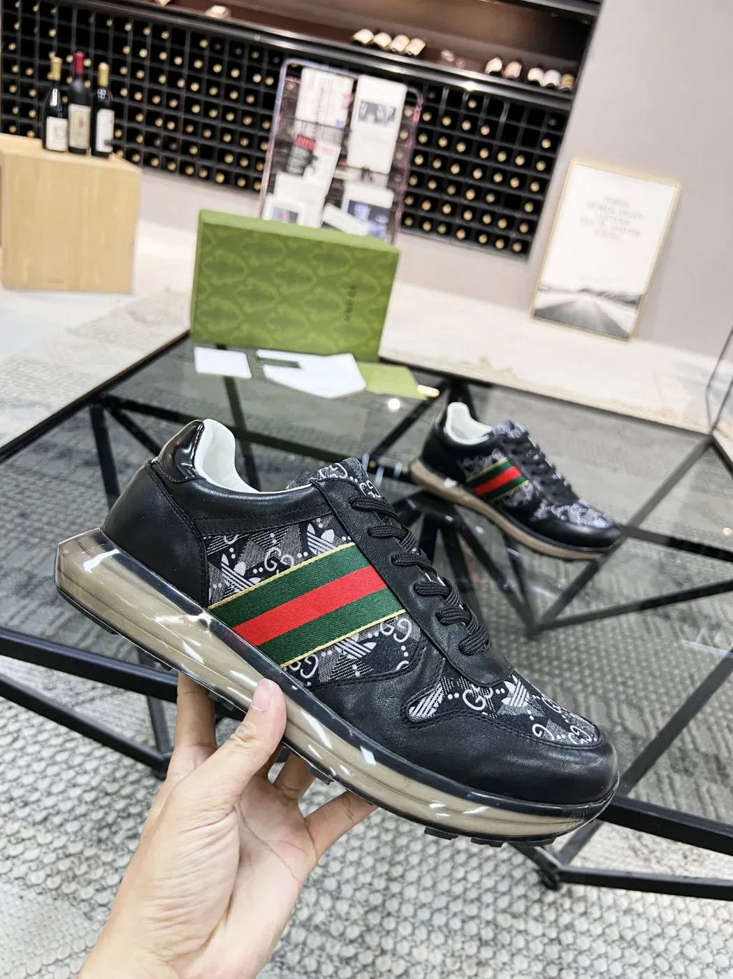 Gucci x Adidas GG Sneakers With Web Black for Men Gucci x Adidas GG Sneakers With Web Black for Men