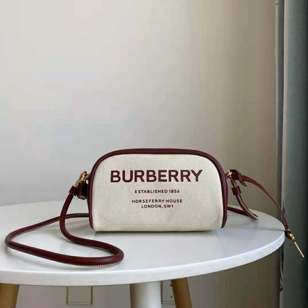Burberry Horseferry Print Canvas Half Cube Crossbody Bag for Women