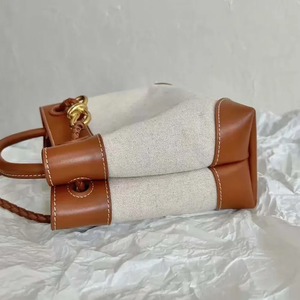 Bottega Veneta Small Andiamo in Calf Leather and Canvas for Women in Brown