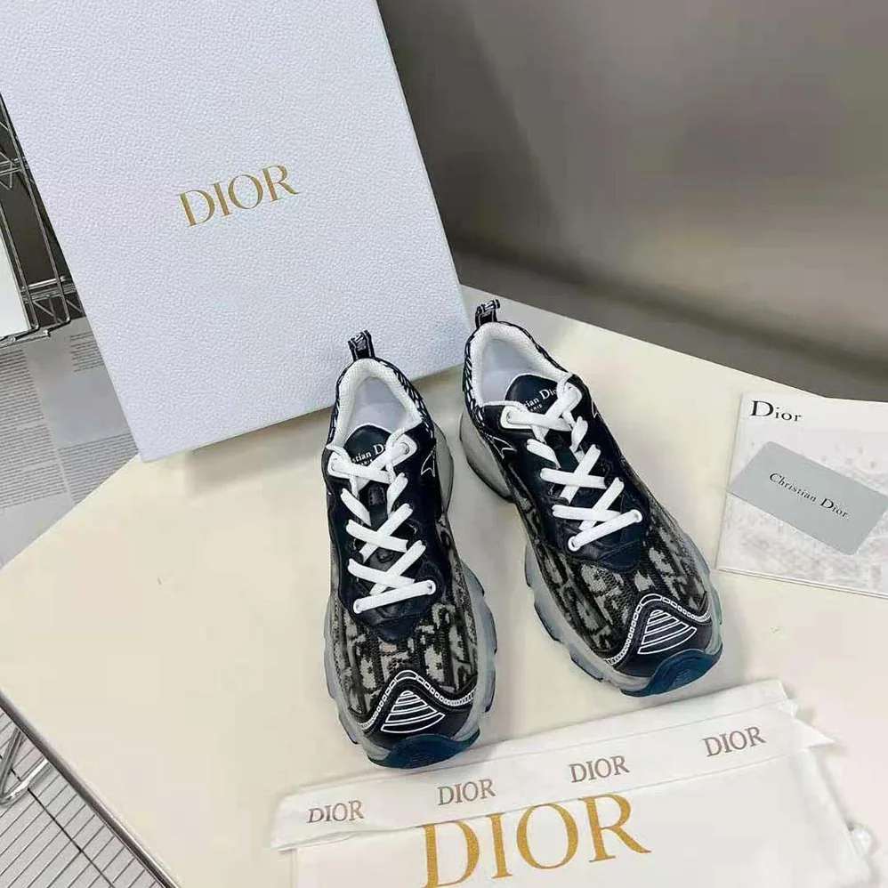 Dior Vibe Sneaker Deep Blue Dior Oblique Technical Fabric and Transparent Rubber for Women