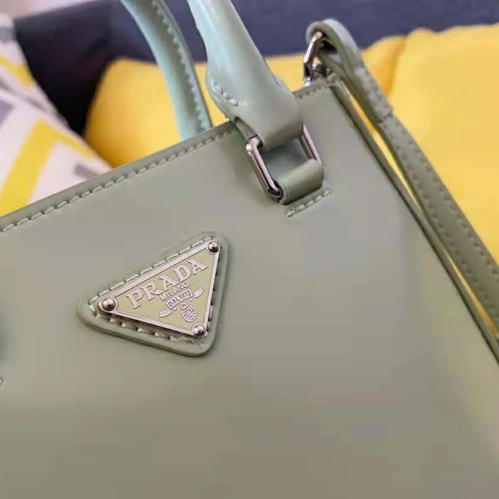 Prada Small Brushed Leather Tote for Women in Aqua Prada Small Brushed Leather Tote for Women in Aqua