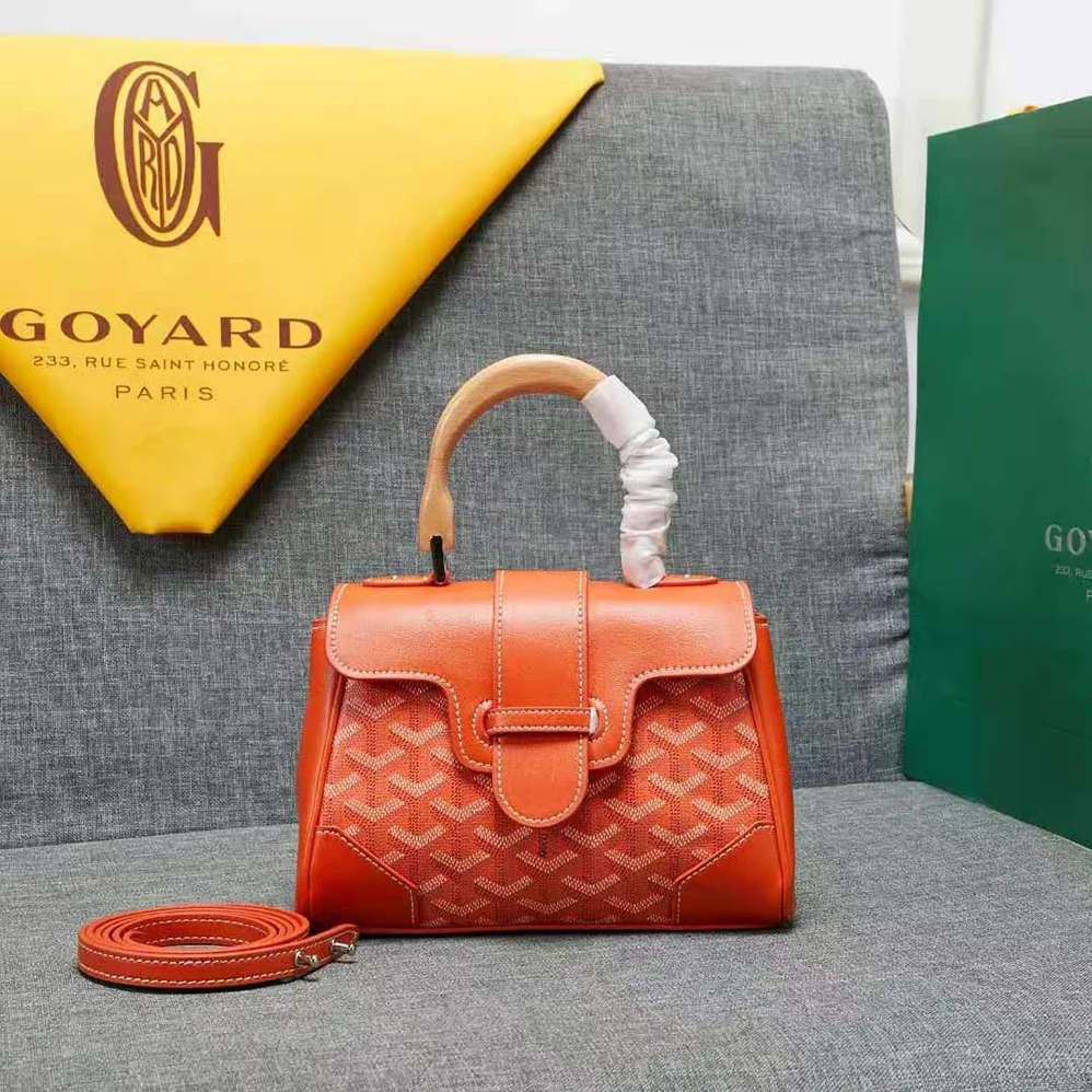 Goyard Sac Saïgon Souple Mini in Toile Goyardine & Chevroches Calfskin for Women in Orange Goyard Sac Saïgon Souple Mini in Toile Goyardine & Chevroches Calfskin for Women in Orange