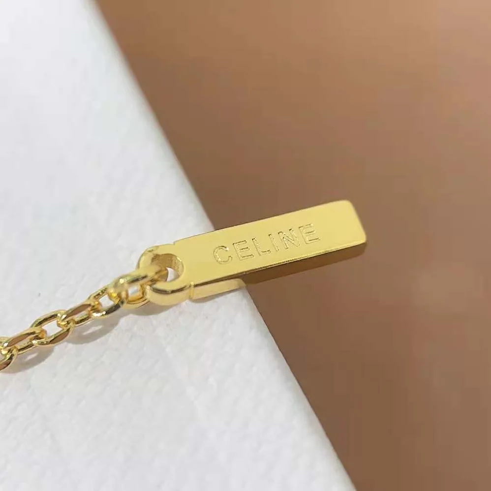 Celine Triomphe Sliding Necklace in Brass with Gold Finish for Women Celine Triomphe Sliding Necklace in Brass with Gold Finish for Women
