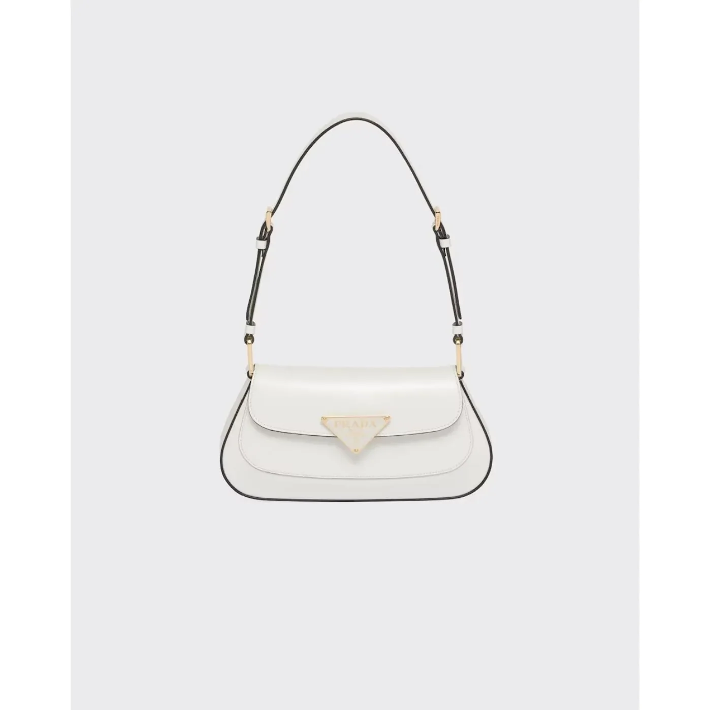 Prada Brushed Leather Shoulder White Bag 1BD345_ZO6_F02EU_V_HTO- / 9.4 Inches