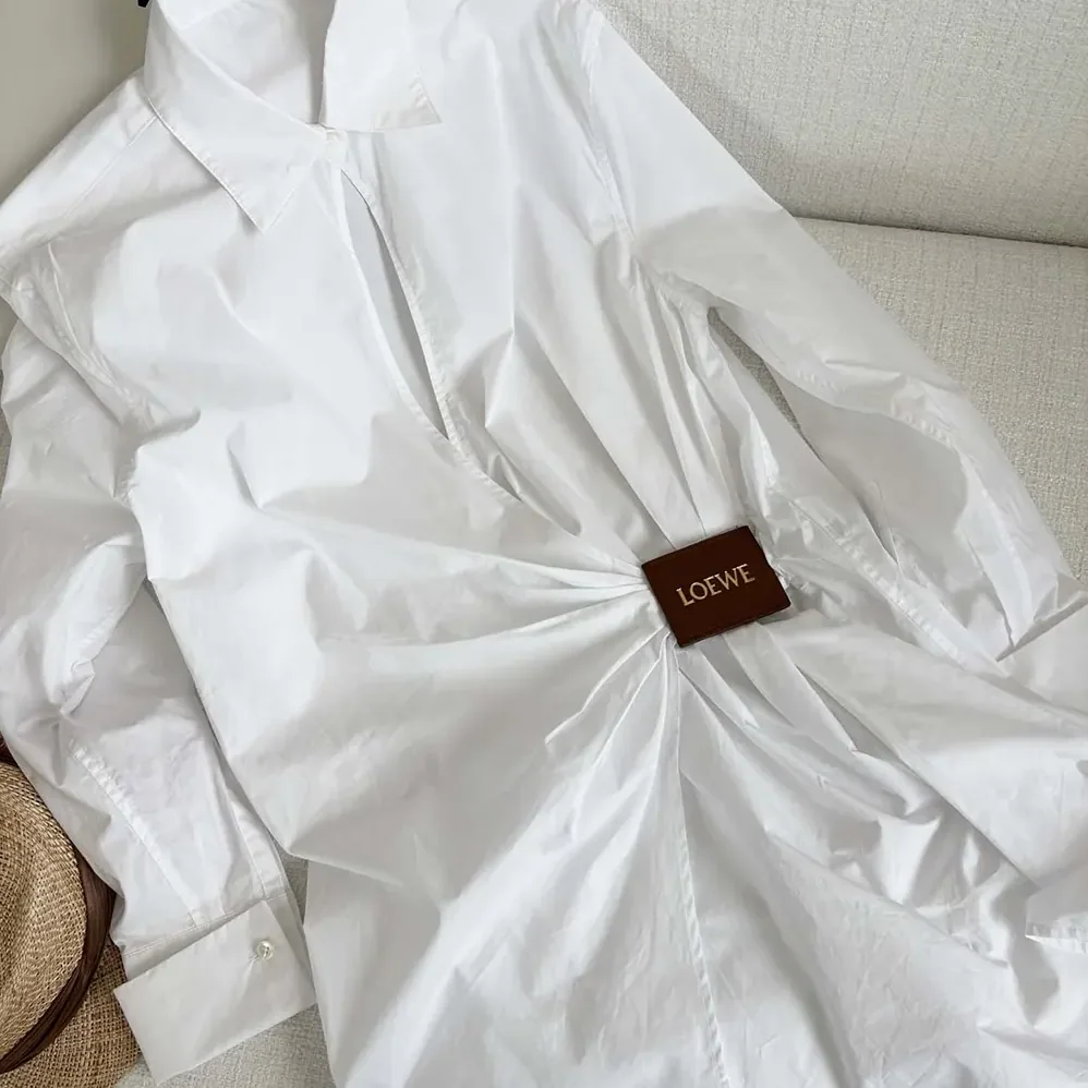 Loewe Draped Shirt in Cotton for Women in White