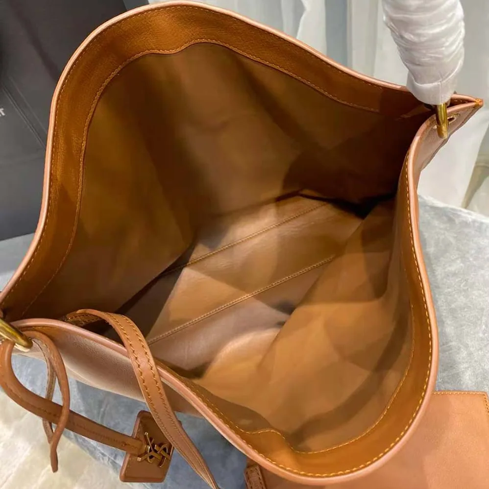 Saint Laurent YSL Tag Hobo Bag in Smooth Saddle Leather for Women