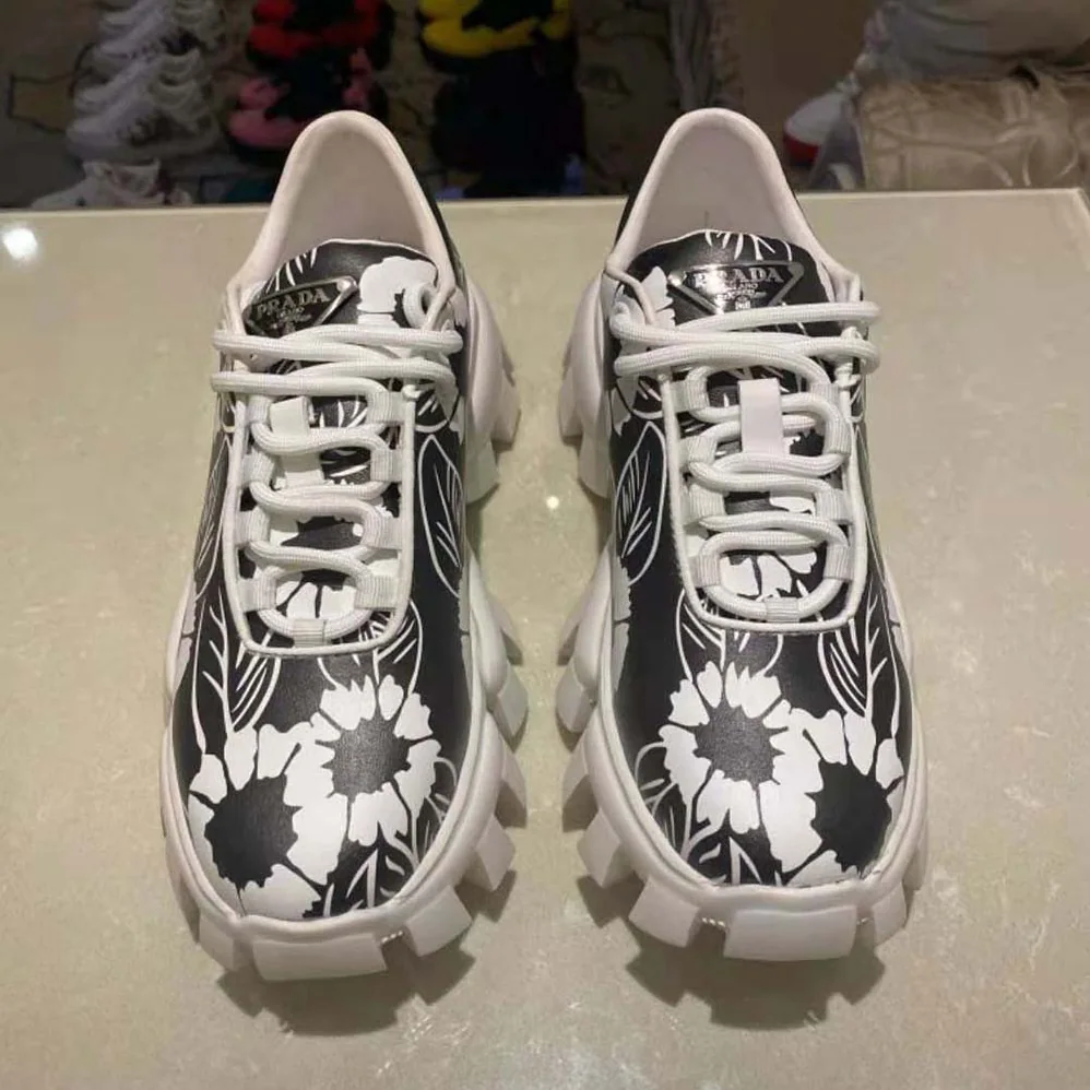 Prada Printed Nylon Sneakers for Women in Black