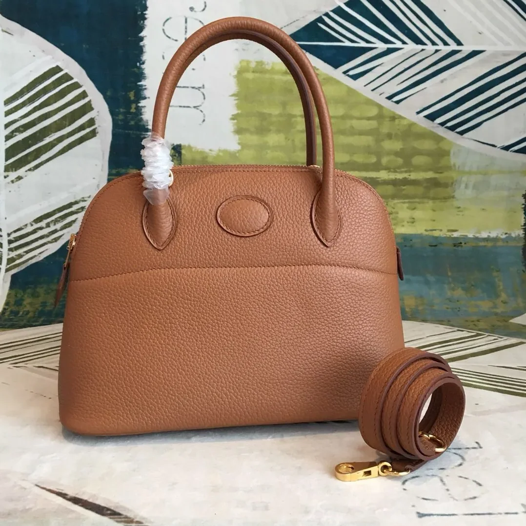 Hermes Bolide Bag Brown Silver Toned Hardware /