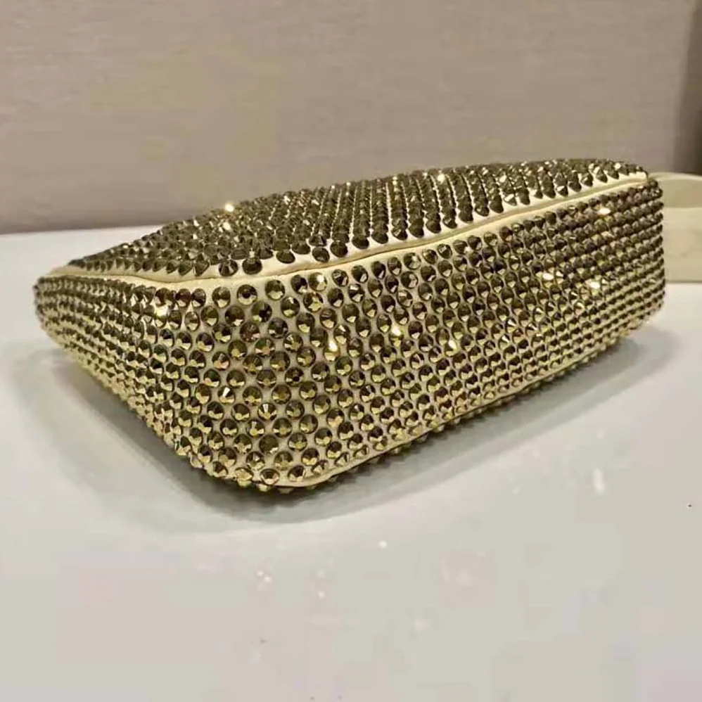 Prada Re-Edition 2005 Satin Bag with Crystals for Women in Gold