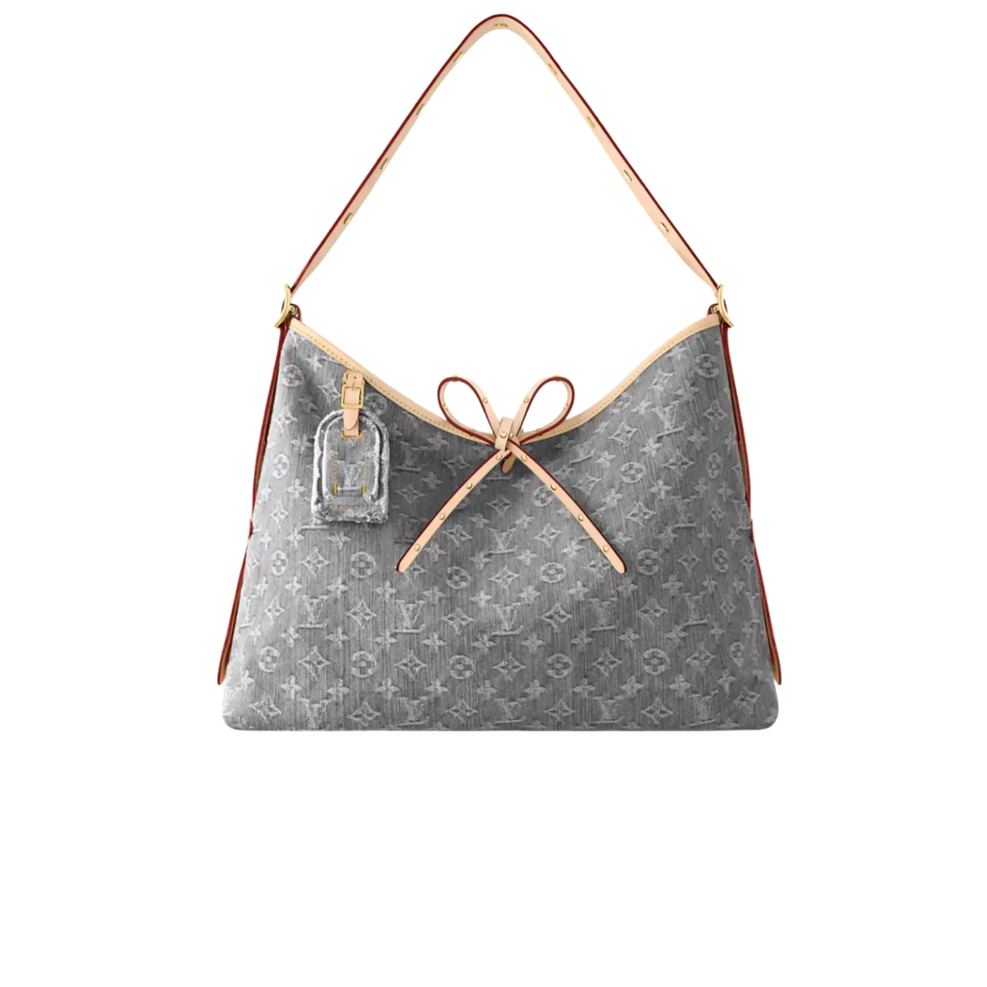 Louis Vuitton CarryAll MM Shoulder Bag in Washed Gray Gold Hardware