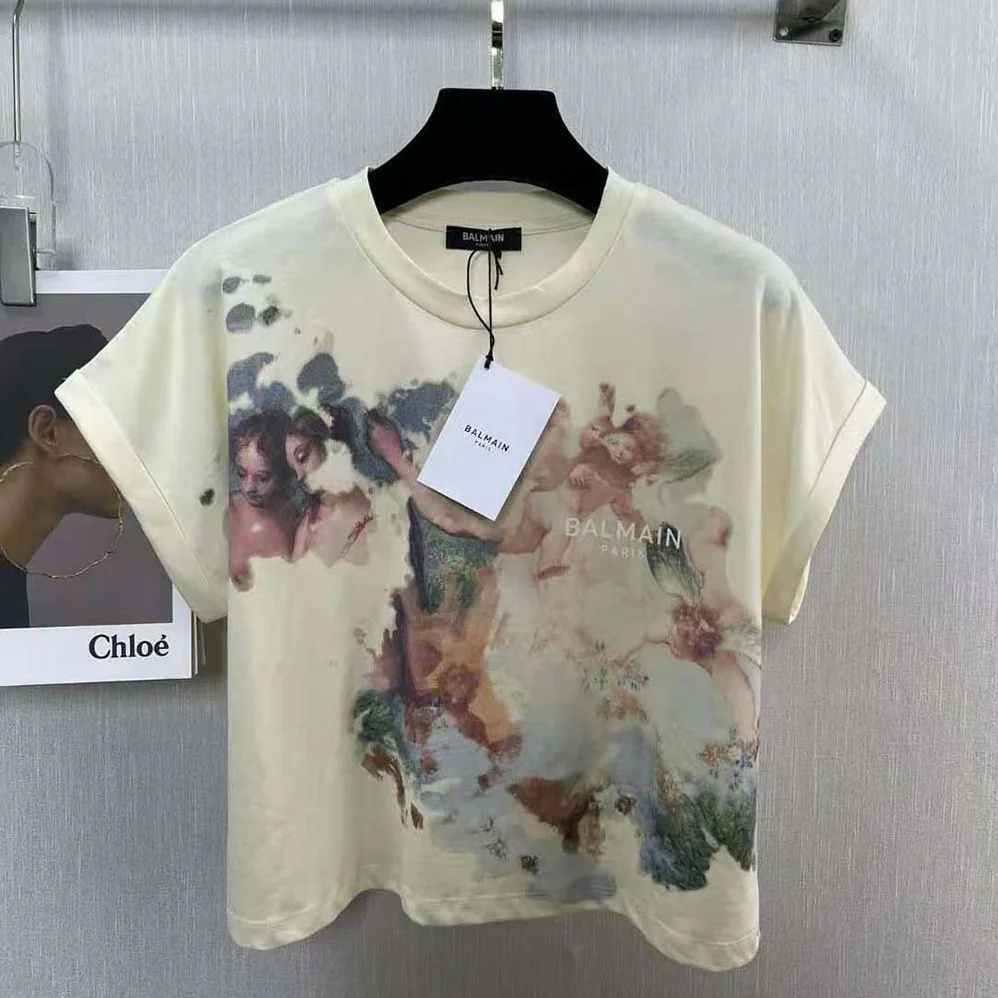 Balmain Cropped Pastel Print T for Women in shirt