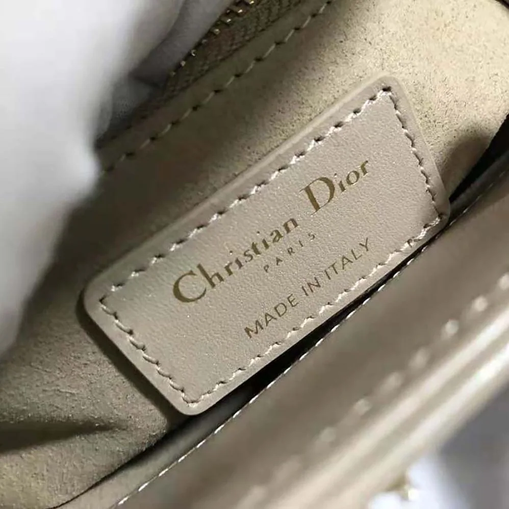 Dior Mini Lady Dior Bag Metallic Cannage Calfskin with Platinum Beaded Embroidery for Women