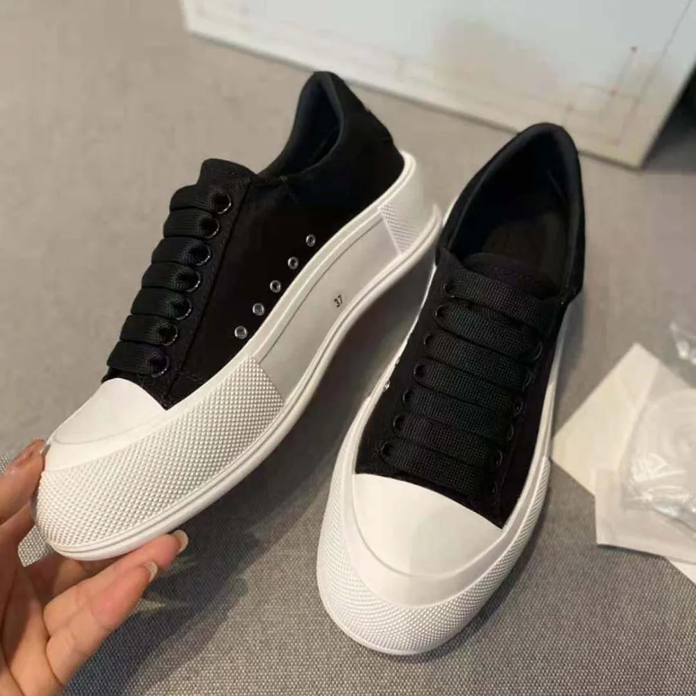 Alexander Mcqueen Deck Lace Up Plimsoll for Women in Black