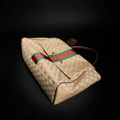 Gucci Paparazzo Large Top Handle Bag / Sand/ Dark Brown Gold Hardware