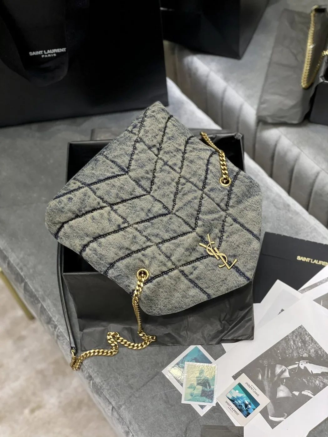 Saint Laurent Puffer Toy Bag Grey / Saint Laurent Puffer Toy Bag Grey /