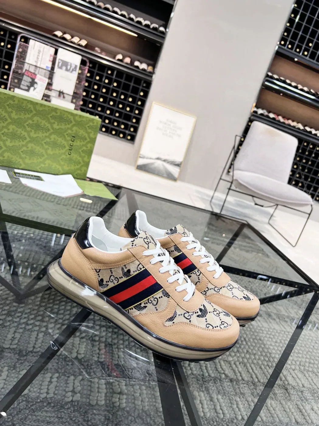 Gucci x Adidas GG Sneakers With Web Beige for Men