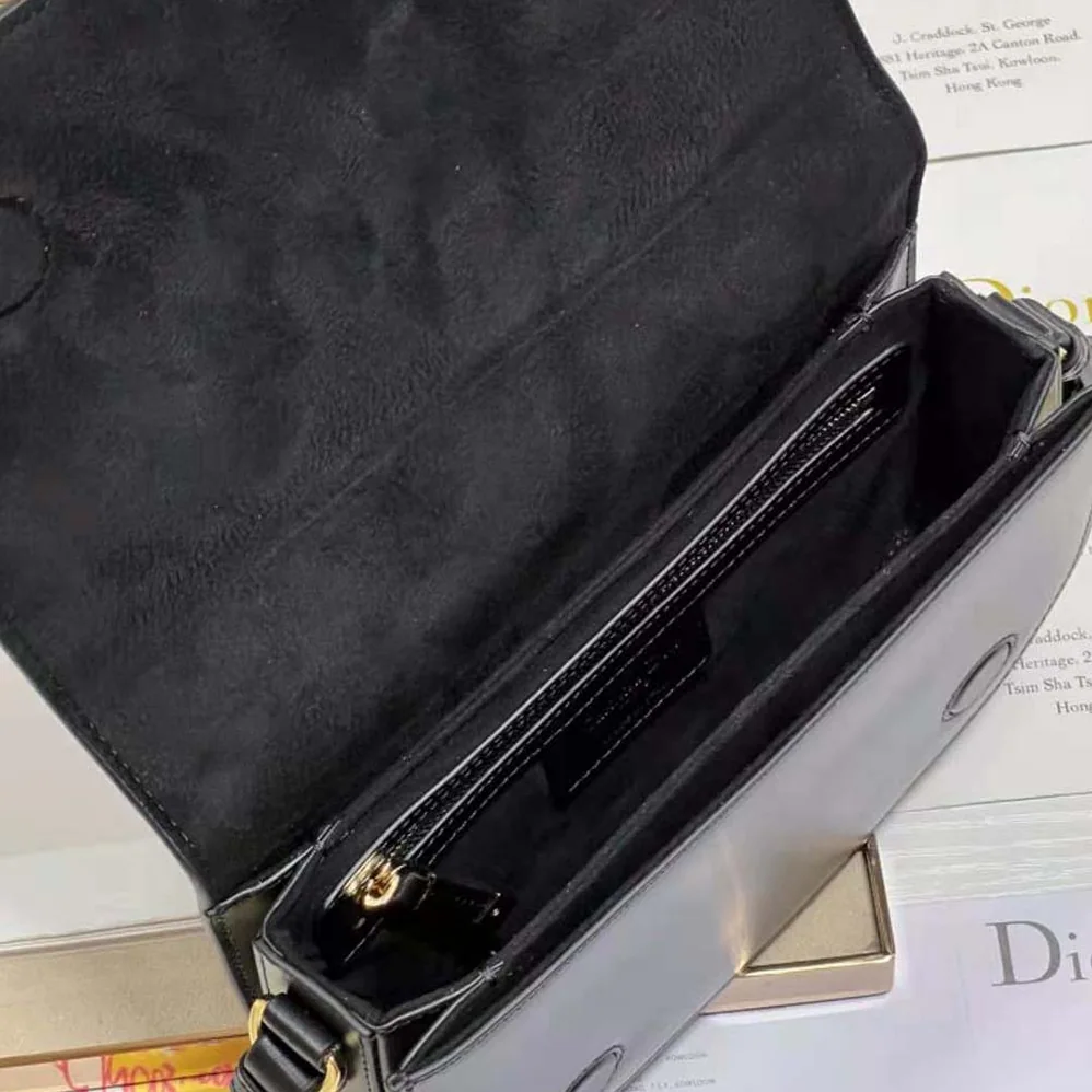 Dior CD Signature Bag with Strap Black CD for Women in Embossed Box Calfskin