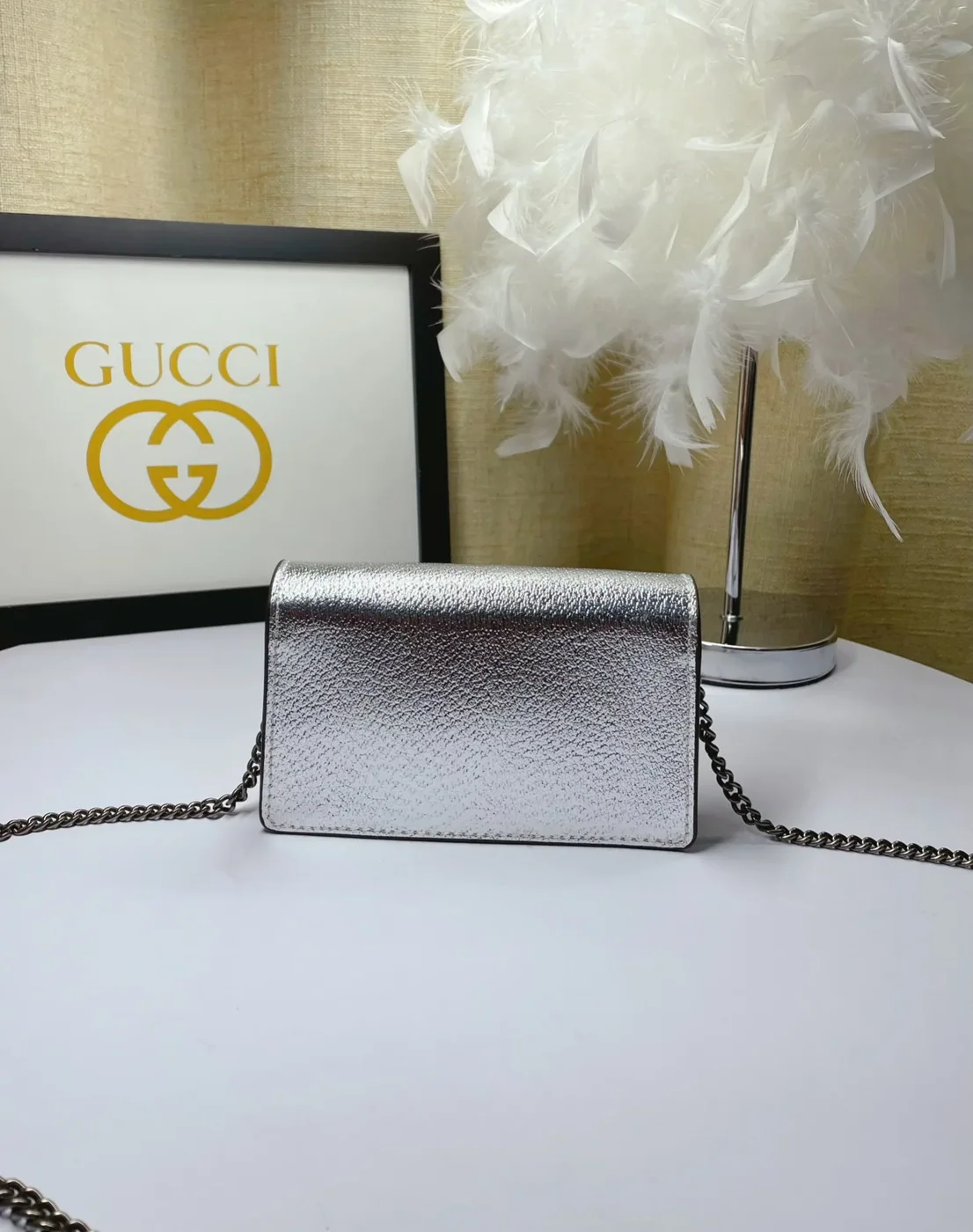 Gucci Dionysus Super Mini Shoulder Bag in Silver Palladium Hardware