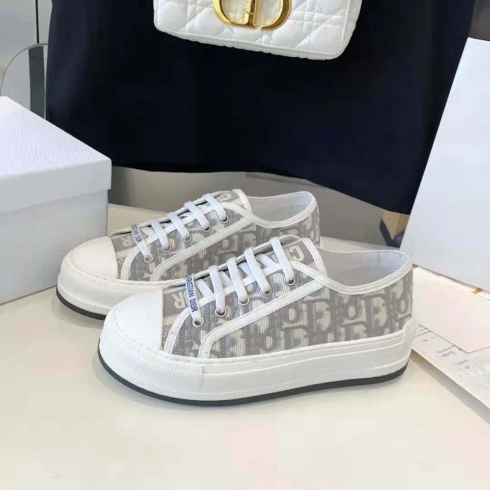 Dior Walk'n'dior Platform Sneaker Stone Gray Dior Oblique Embroidered Cotton for Women Dior Walk'n'dior Platform Sneaker Stone Gray Dior Oblique Embroidered Cotton for Women