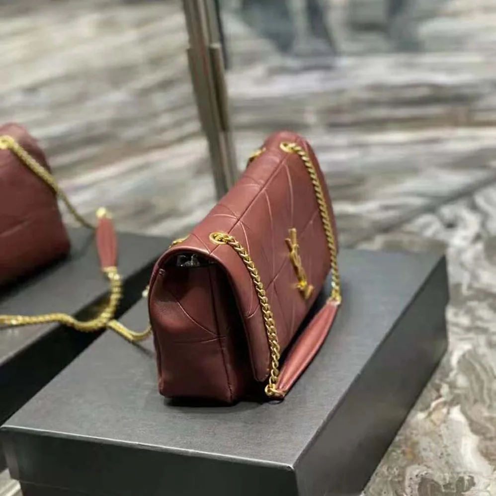 Saint Laurent YSL Jamie Medium Carre Reive Gauche in Lambskin for Women in Maroon