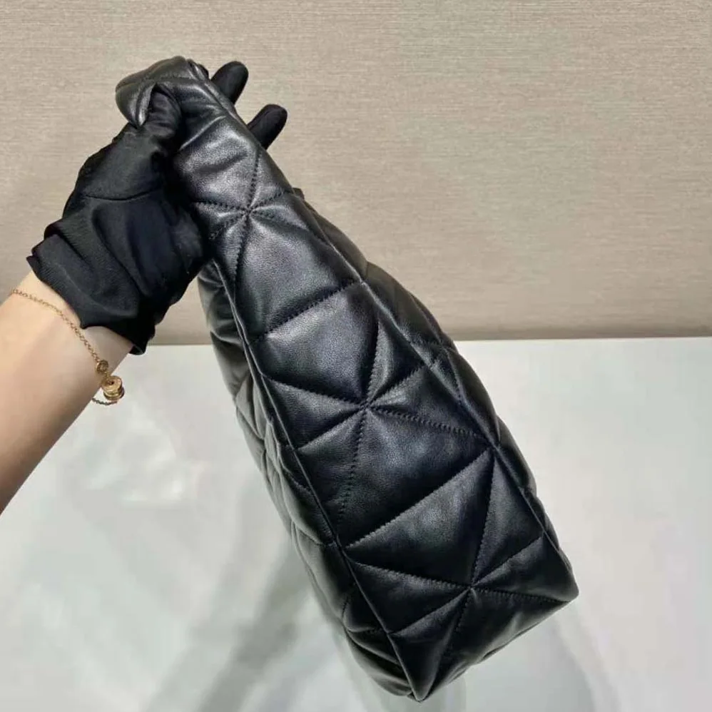 Prada Large Topstitched Nappa-Leather Bag for Women in Black