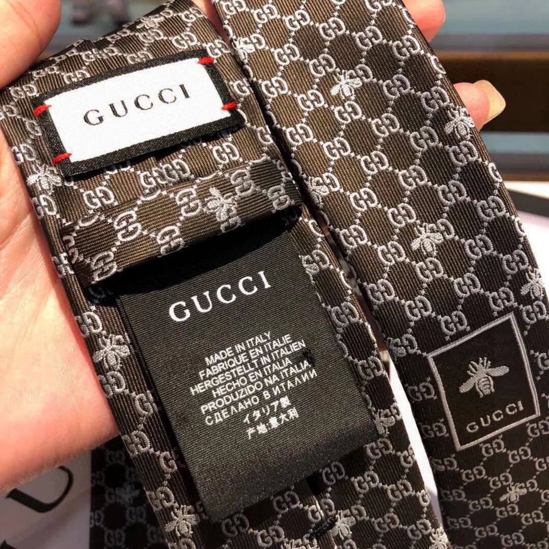 Gucci GG Bees Silk Tie Black GG for Men