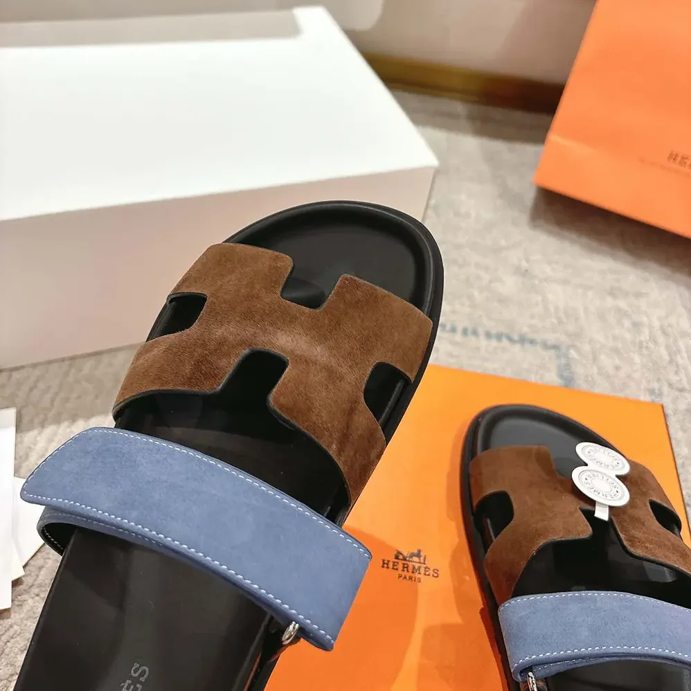 Hermes Chypre Sandal for Unisex in Blue/Brown