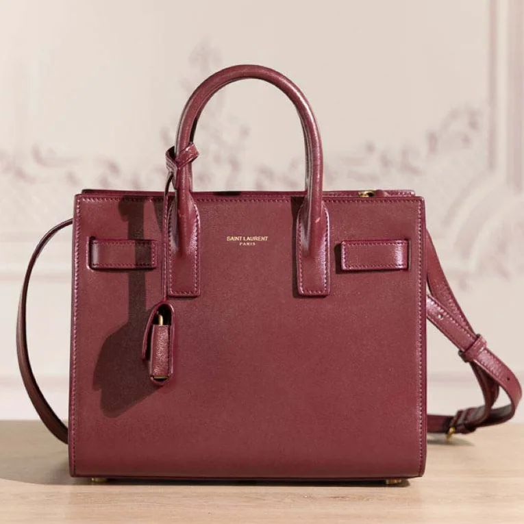 Saint Laurent YSL Sac De Jour in Smooth Leather for Women in Burgundy Saint Laurent YSL Sac De Jour in Smooth Leather for Women in Burgundy
