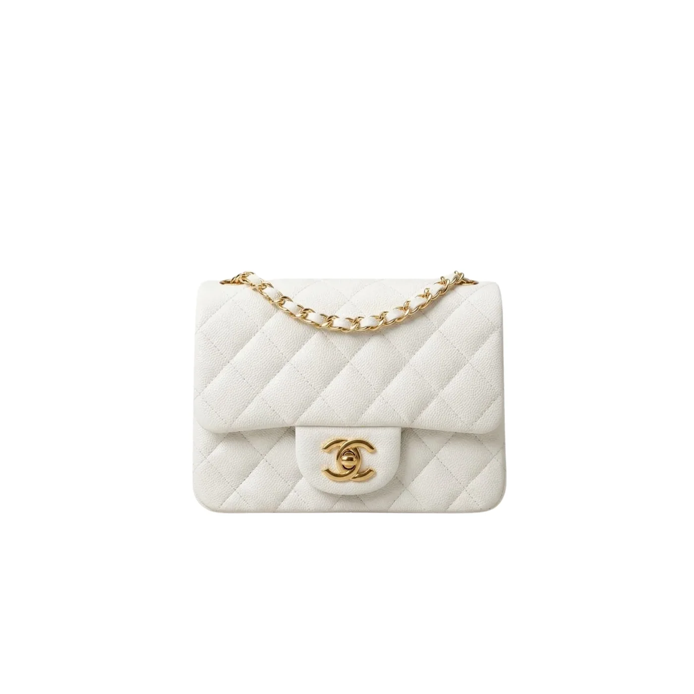 Chanel Classic Flap Bag Mini Crossbody in White Gold Hardware