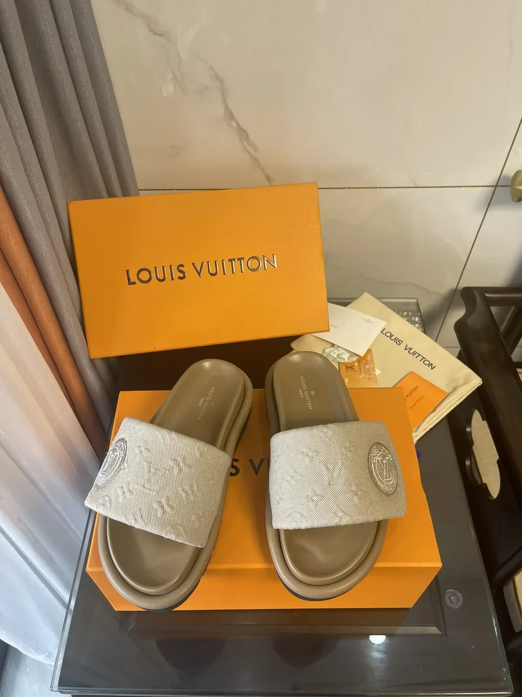 Louis Vuitton Pool Pillow Comfort Flat Mule Beige for Women