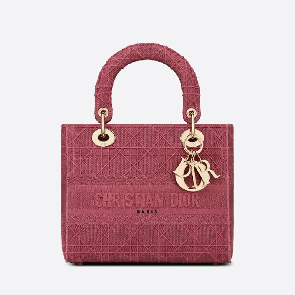 Dior Medium Lady D-lite Bag Mallow Rose Cannage Embroidery for Women Dior Medium Lady D-lite Bag Mallow Rose Cannage Embroidery for Women