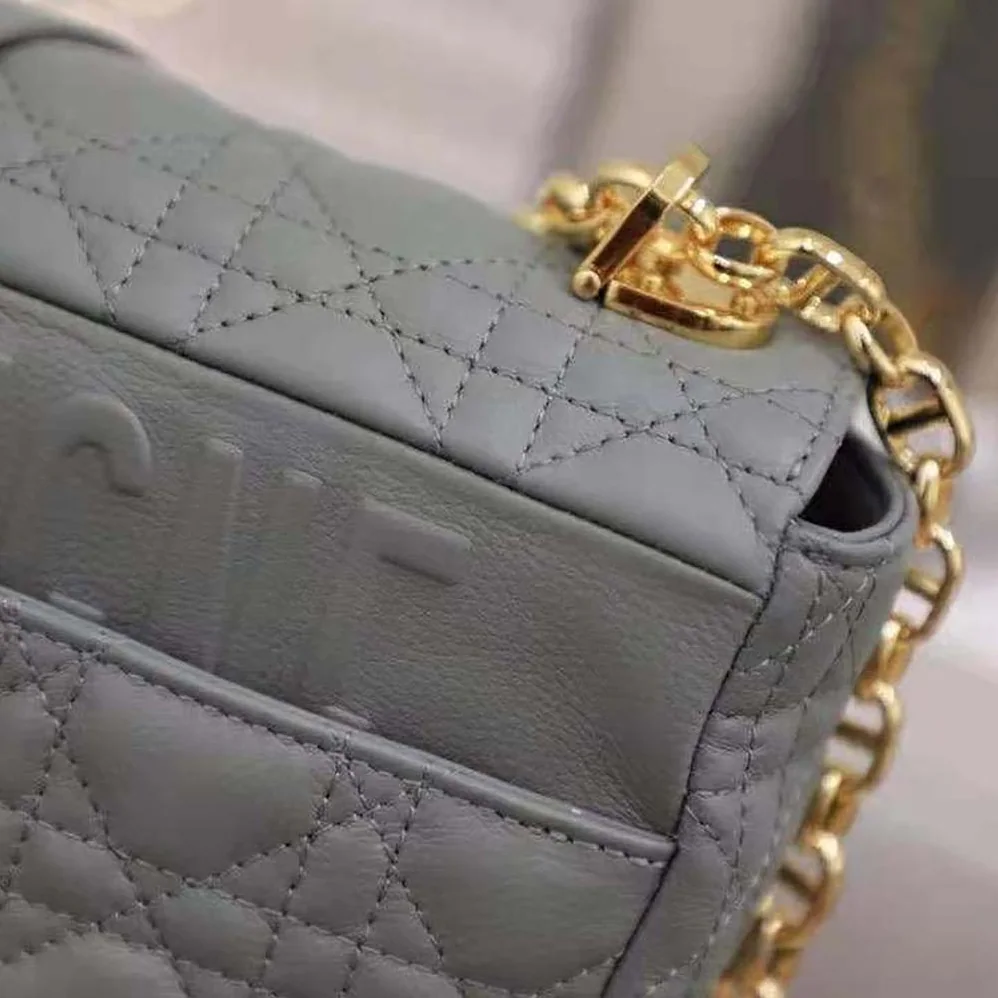 Dior Large Dior Caro Bag Supple Cannage Calfskin for Women in Silver