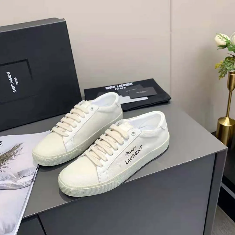 Saint Laurent YSL Court Classic SL/06 Sneakers Embroidered with Saint Laurent for Women Saint Laurent YSL Court Classic SL/06 Sneakers Embroidered with Saint Laurent for Women