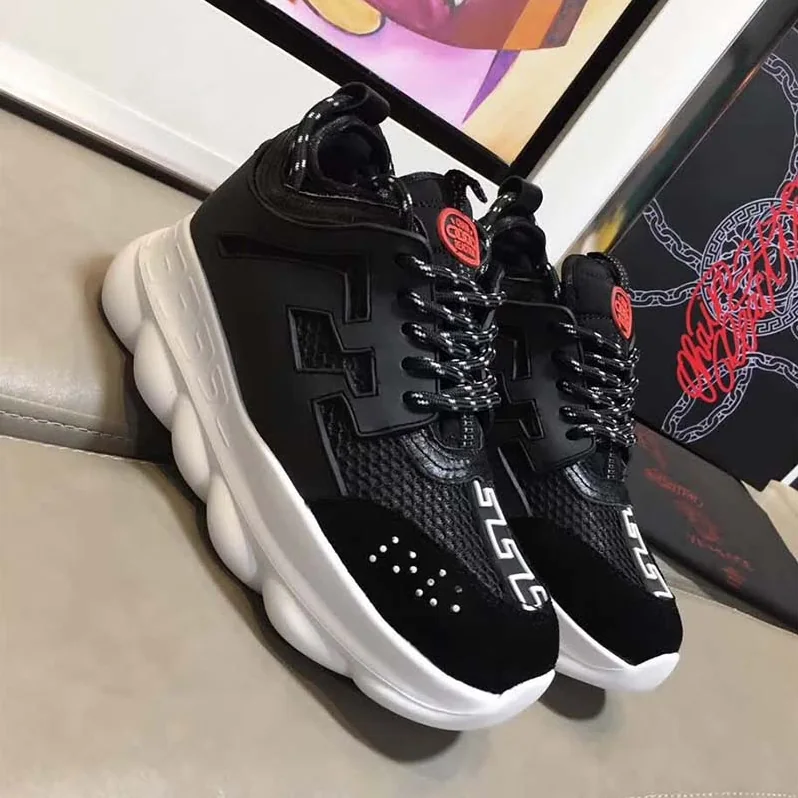 Versace Shoes Chain Reaction Sneakers for Men in Black Versace Shoes Chain Reaction Sneakers for Men in Black