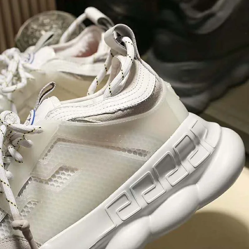 Versace Shoes Chain Reaction Sneakers for Unisex in White Versace Shoes Chain Reaction Sneakers for Unisex in White