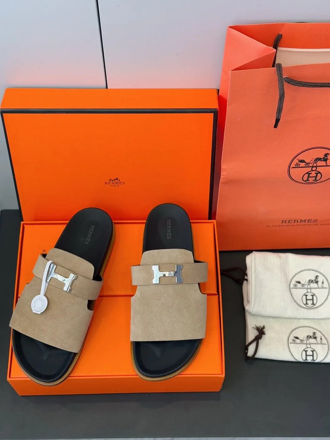 Hermes Jaures Sandals Grayish Hermes Jaures Sandals Grayish