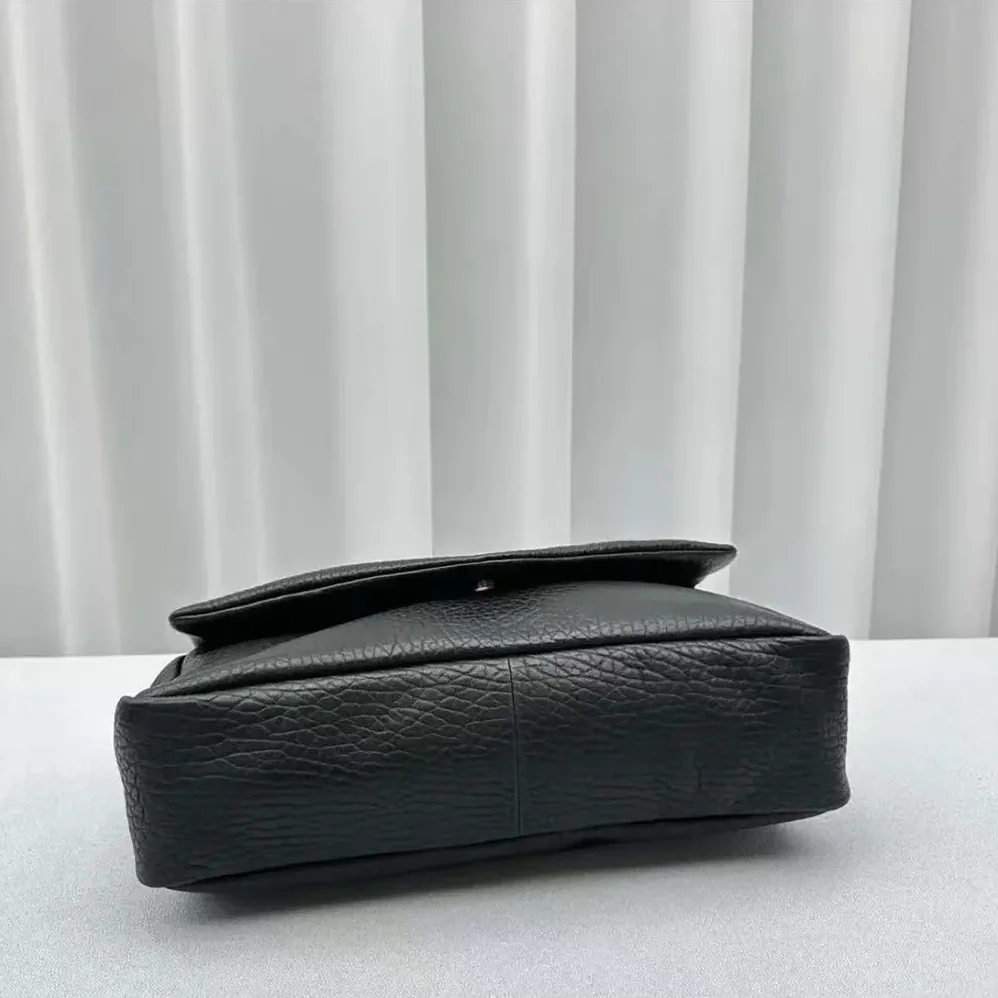 Saint Laurent YSL Calypso Large in Plunged Lambskin for Women in Black Saint Laurent YSL Calypso Large in Plunged Lambskin for Women in Black