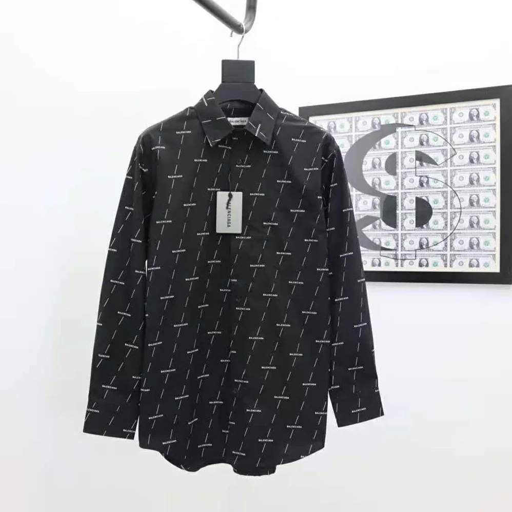 Balenciaga Large Fit Shirt in Black and White Licence Printed Poplin for Women Balenciaga Large Fit Shirt in Black and White Licence Printed Poplin for Women