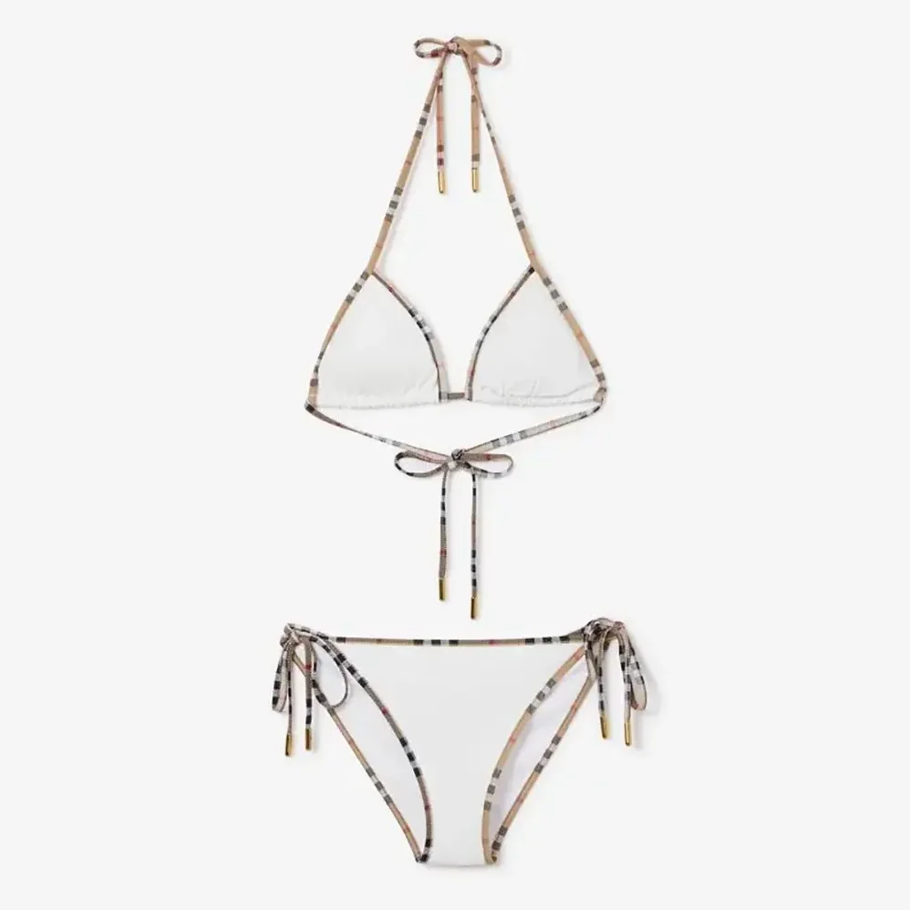 Burberry Check Trim Bikini for Women in White