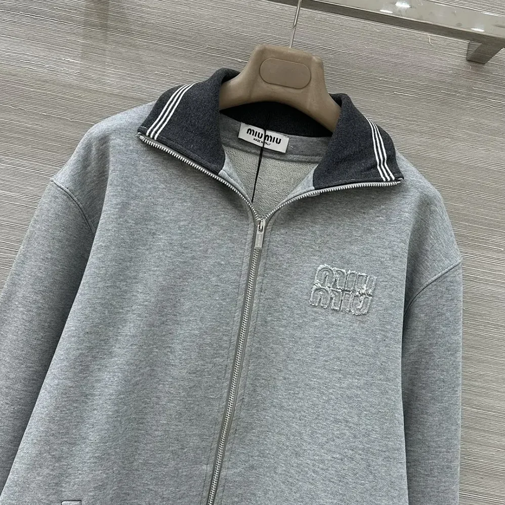 Miu Miu Zippered Cotton Fleece Jacket for Women