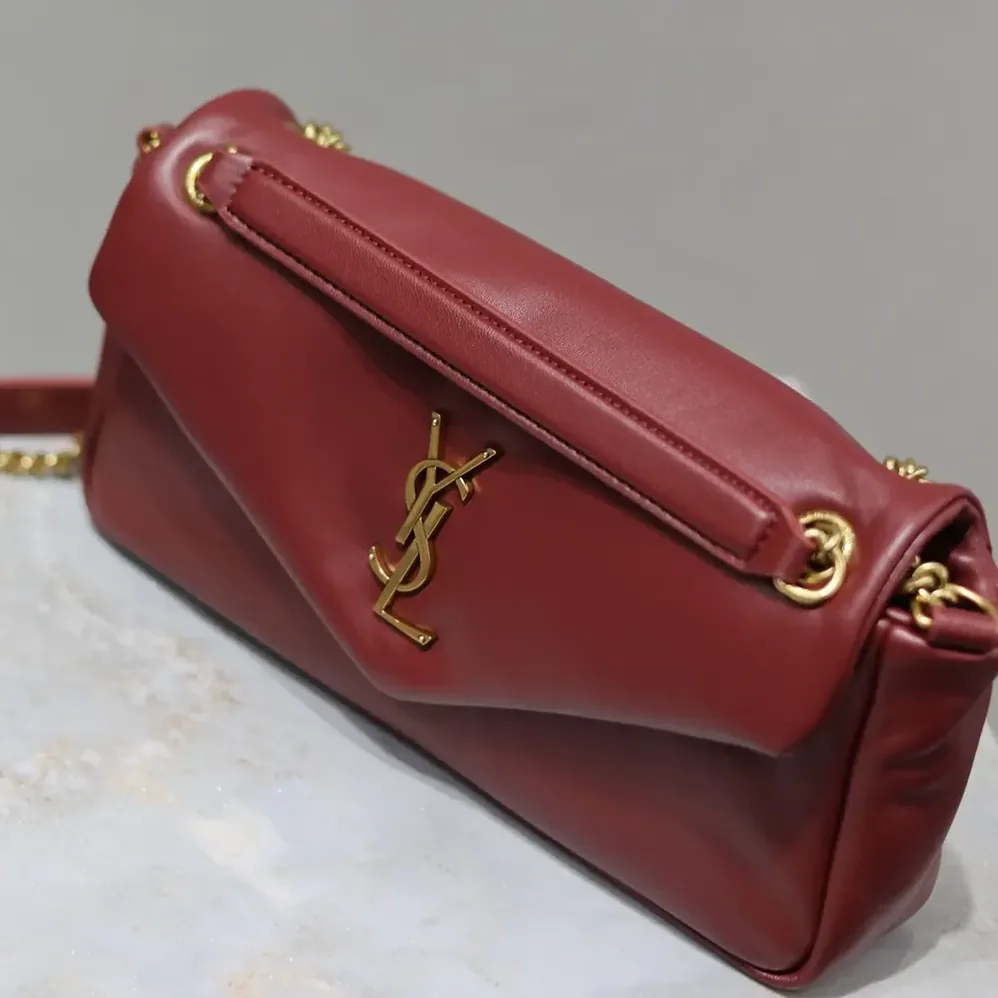Saint Laurent YSL Calypso Small in Shiny Leather for Women in Maroon
