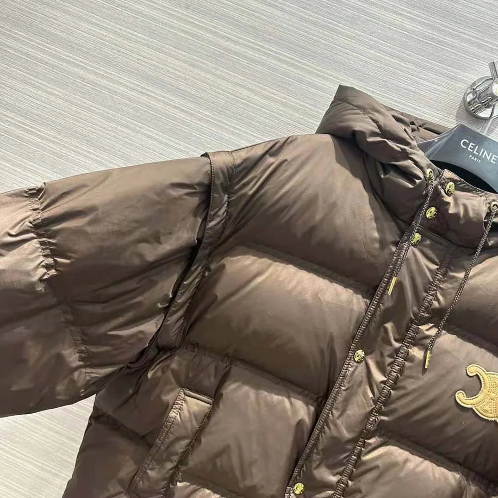 Celine Triomphe Cropped Down Jacket in Lightweight Nylon for Men Celine Triomphe Cropped Down Jacket in Lightweight Nylon for Men