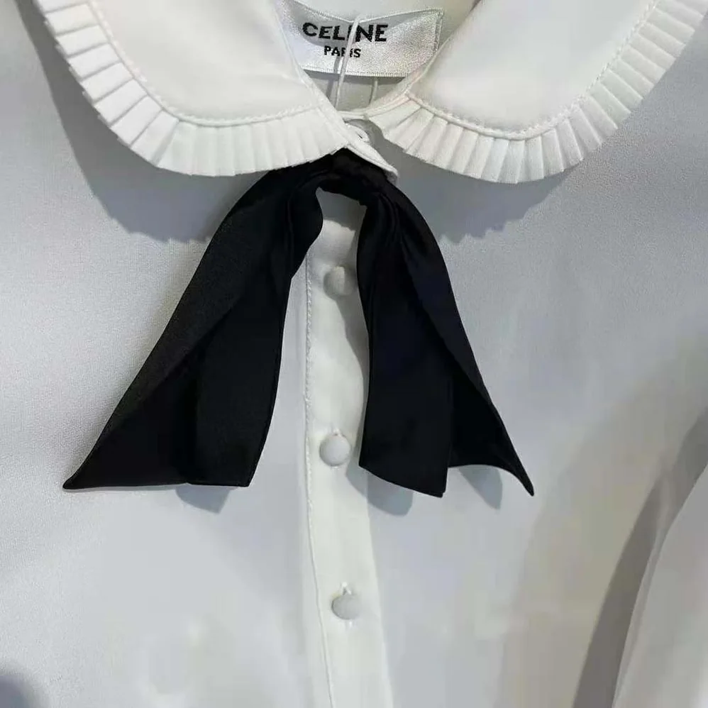 Celine Cropped Romy Shirt in Silk Crepe for Women