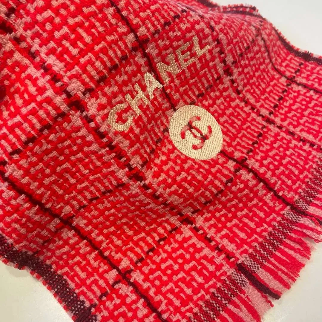 Chanel Classic Little Fragrance Pattern Scarf Red