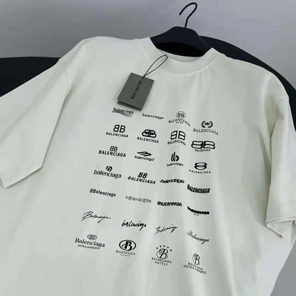 Balenciaga Archives Logos T-shirt Oversized in Light Beige for Men