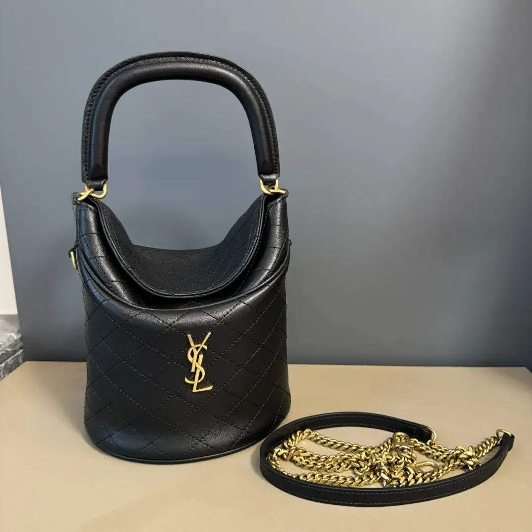 Saint Laurent YSL Gaby Bucket Bag in Lambskin for Women