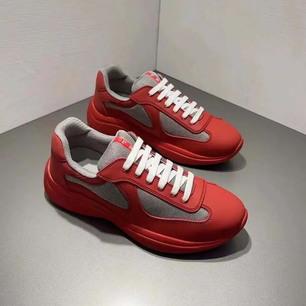 Prada America's Cup Soft Rubber and Bike Fabric Sneakers for Unisex in Red Prada America's Cup Soft Rubber and Bike Fabric Sneakers for Unisex in Red
