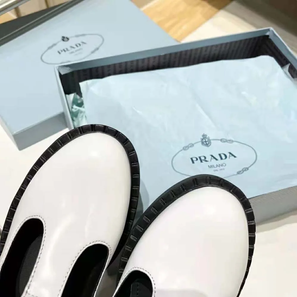 Prada Brushed-Leather Mary Jane T-Strap Shoes for Women in White Prada Brushed-Leather Mary Jane T-Strap Shoes for Women in White