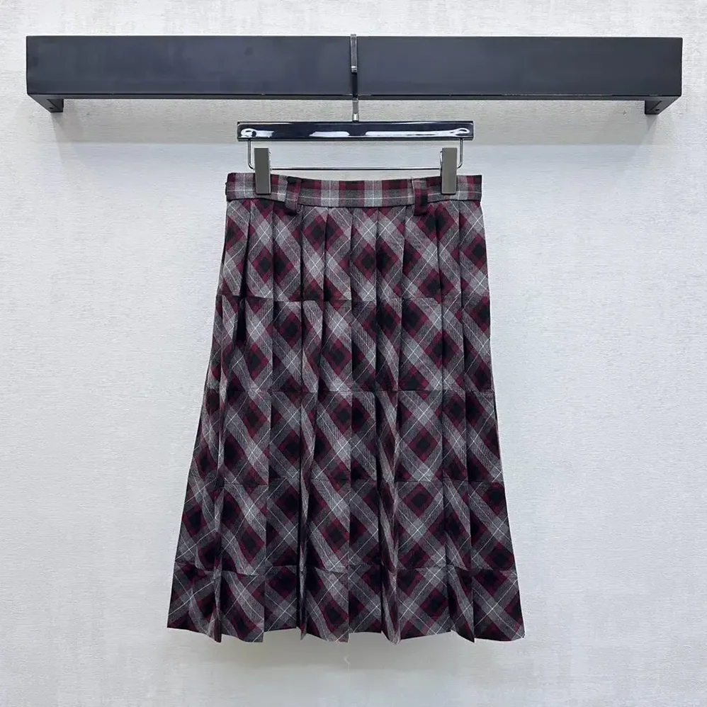 Prada Tartan Patchwork Midi Skirt for Women