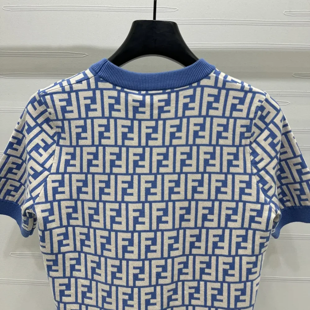Fendi Sweater Blue FF Cotton Jumper for Women